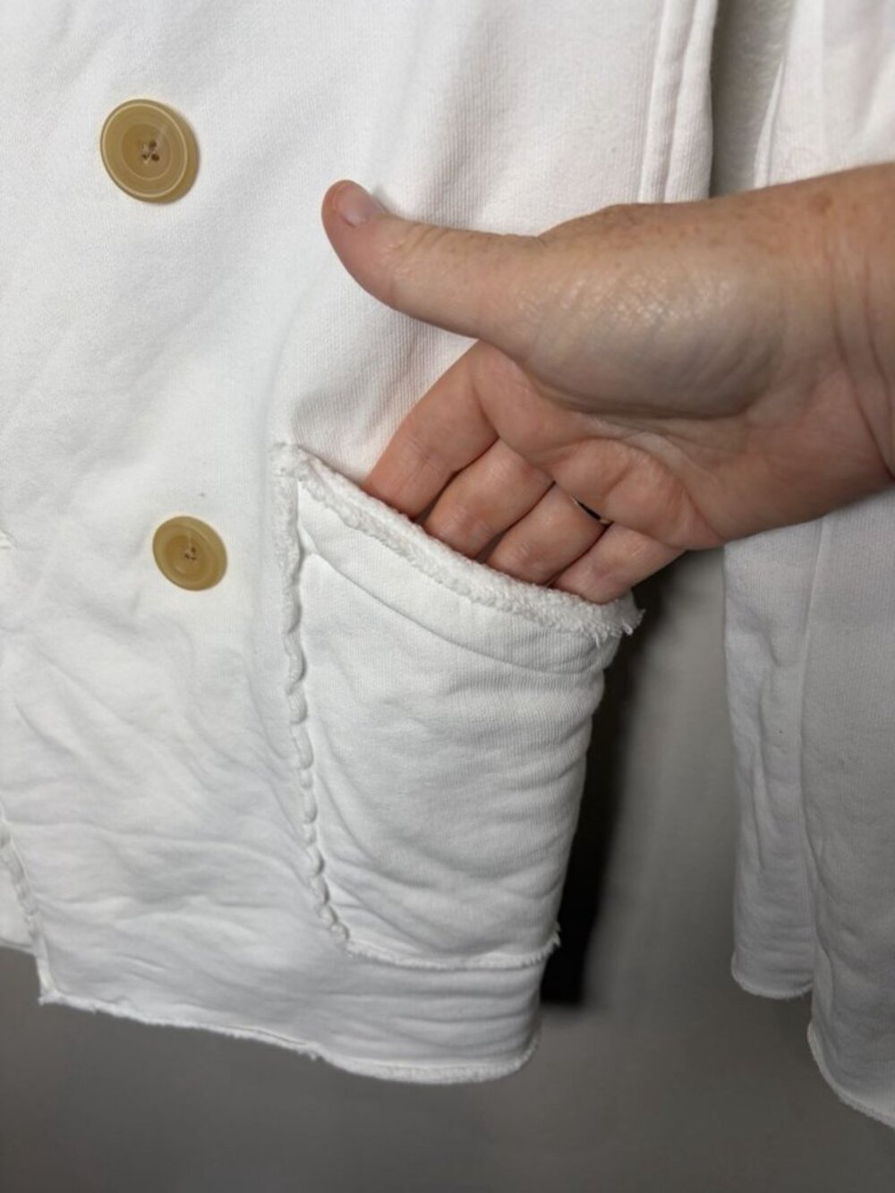 Frank & Eileen Belfast Jacket White Size Small Doube Breasted Button Comfy - Picture 2 of 7